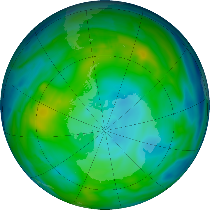Antarctic ozone map for 09 June 2009